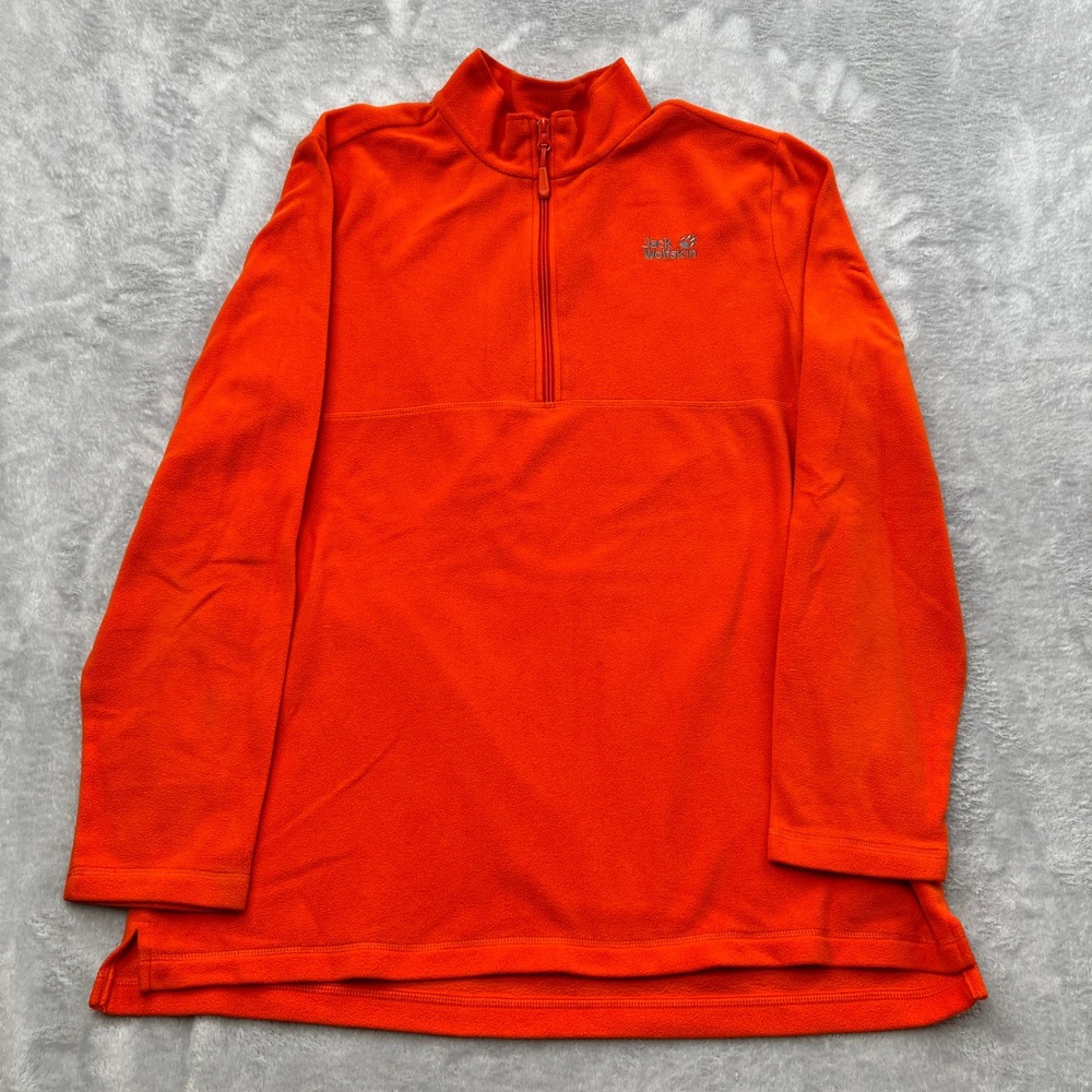 Jack Wolfskin 1/4 Zip Fleece Pullover XL Orange Mens Outdoor Gorpcore North Face
